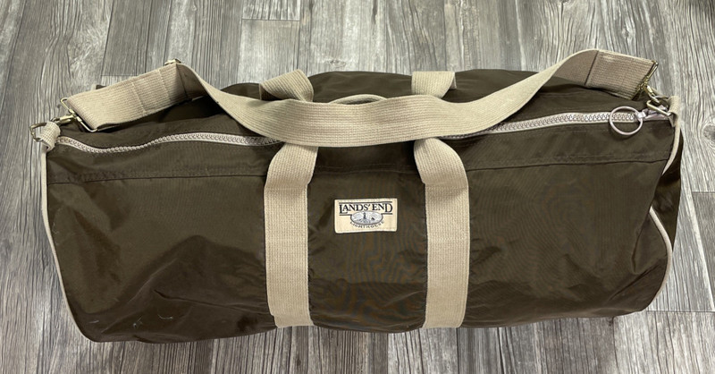 VTG Lands’ End Lighthouse Large Duffle Bag Travel Brown Tan Made in USA