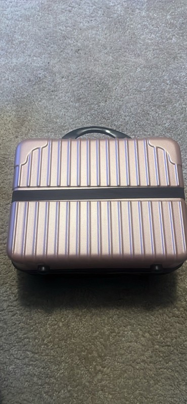 Hardcase Accessory Bag Rose Gold Solid Plastic Travel Case with Handle gallery