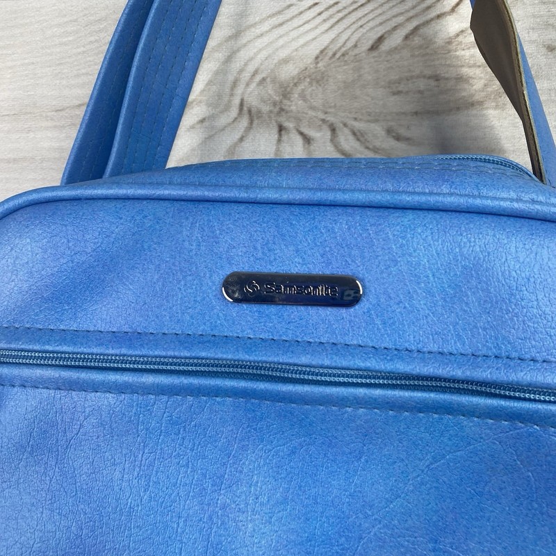 RETRO Vtg Samsonite Silhouette Weekender Bag Luggage Blue/Tan Shoulder Tote NOS gallery