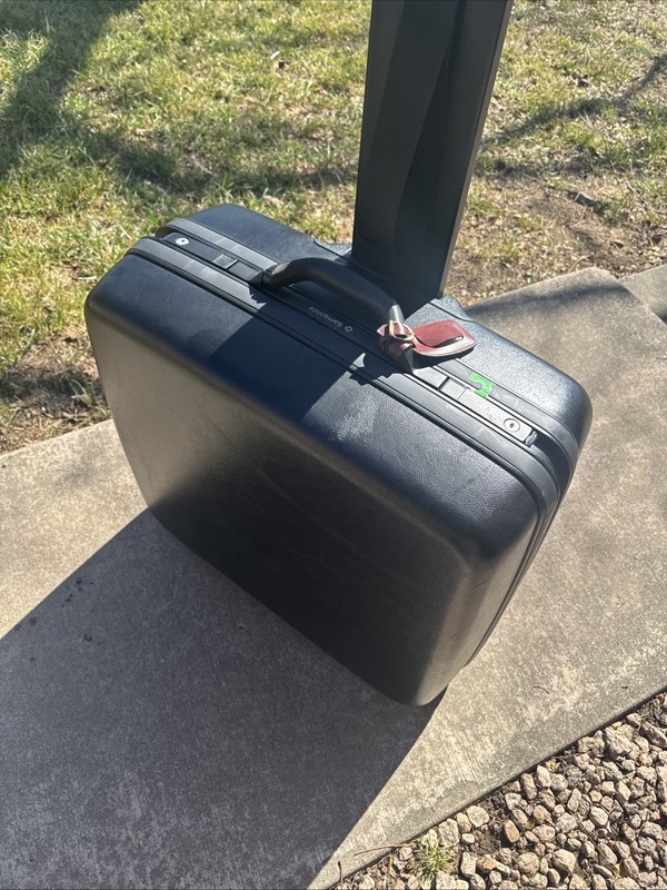 Large Samsonite Hard Shell Luggage Black Built In Cart With Strap 23” Rack gallery