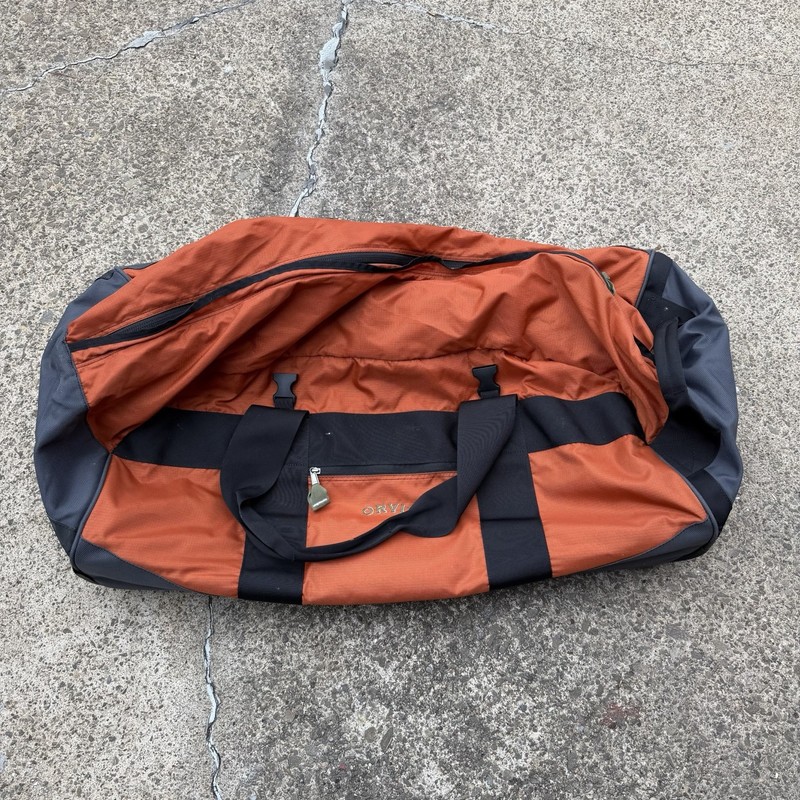 ORVIS Rolling Luggage Bag Reinforced Large Orange 32×16 Wheels Checked Suitcase