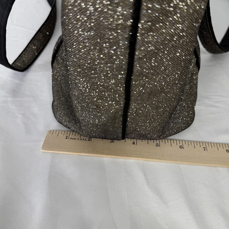 Victoria's Secret Glitter Shimmer Tote Shoulder Bag Black Gold Logo Zip Top gallery