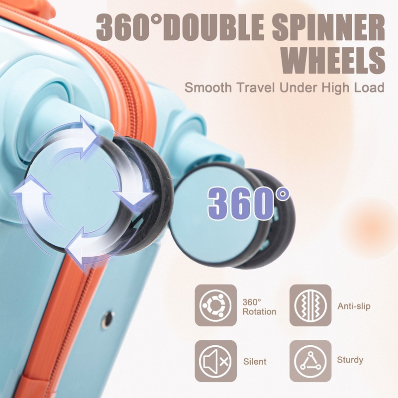 14/20 Inch 2PCS Gradient PC Spinner Luggage Set Carry On Suitcase Lock gallery