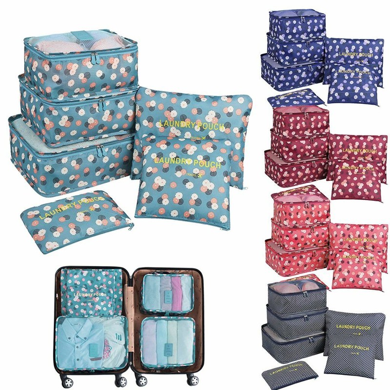 6Pcs Waterproof Clothes Storage Bags Packing Cube Travel Luggage Organizer Pouch
