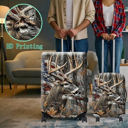 Luggage Coveruitcase Protector + Luggage Tag Traveluitcase S Camo Deer Flag gallery