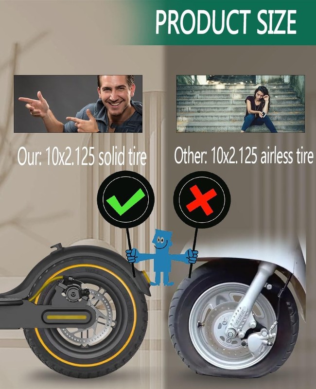 10 Inch Solid Tire Replacement for Electric Scooters, 10x2.125 Tubeless Tyres gallery