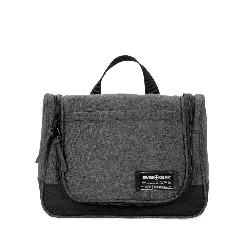 SWISSGEAR Rectangular Toiletry Bag – Gray:Hook for Hanging,Multiple Compartments