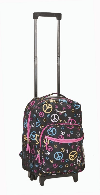 17″ Rolling Backpack Polyester – Peace New