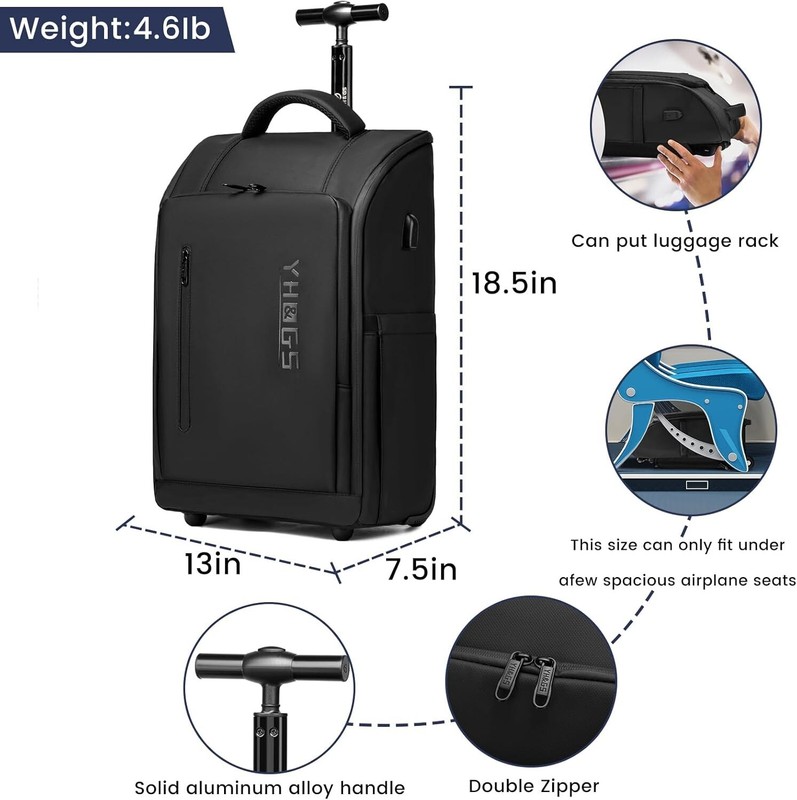 Rolling Backpack, Waterproof Backpack with Wheels for Business Commuter gallery