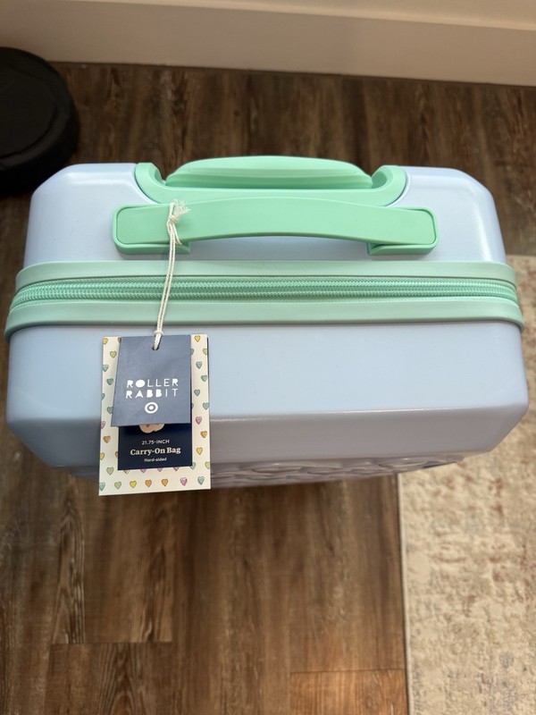 New - Roller Rabbit x Target - Embossed Heart Carry On Suitcase Light Blue gallery