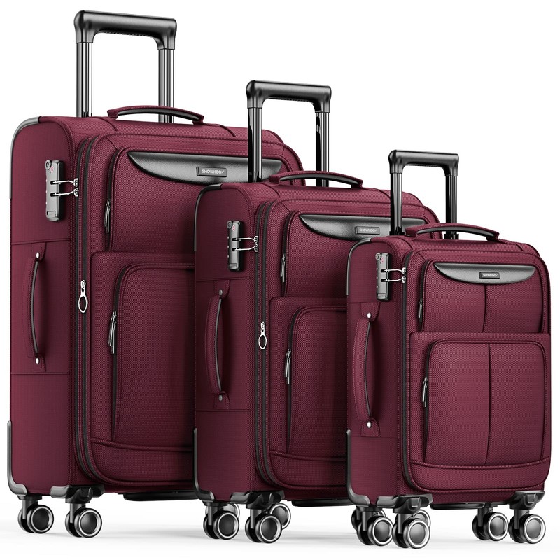 SHOWKOO Luggage Sets 3 Piece Softside Expandable Lightweight Durable Suitcase…