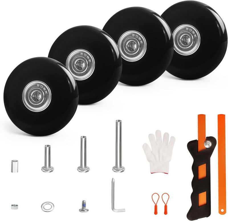 Luggage Wheels Replacement Set 4PC Diameter 2In/50Mm Bearings Roller 14Mm Thick