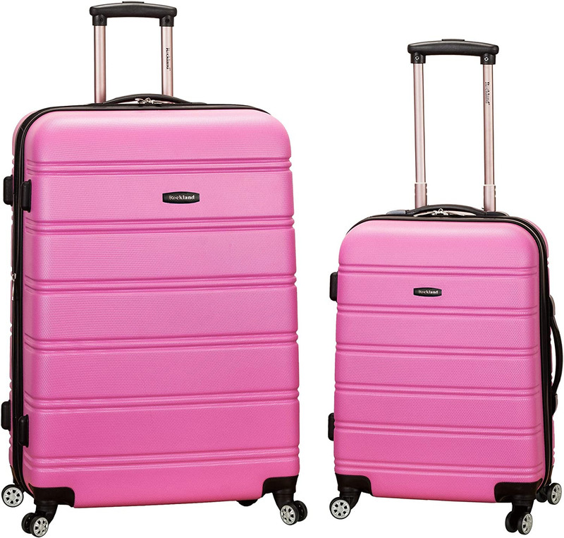 Melbourne Hardside 2 Piece Expandable Spinner Wheel Luggage Set, (20″/28″), Pink