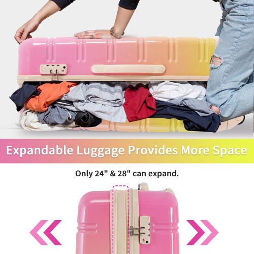 Pixie Inks Aesthetics Ombre Gradient Colour Hardshell 3 Piece Luggage Set With S gallery