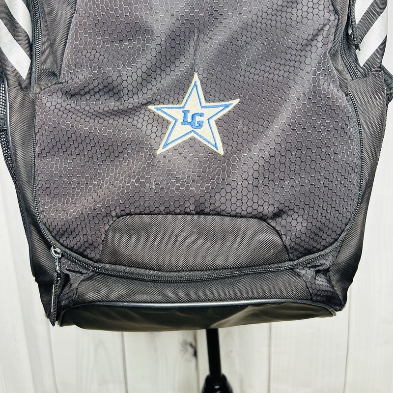 Adidas Black Solid Polyester Logo Medium Backpack Soccer Stripes Travel Bag gallery
