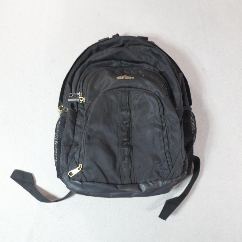 adidas Loadspring Backpack Black Gold Logo School Travel Bag Mesh Pockets Laptop gallery