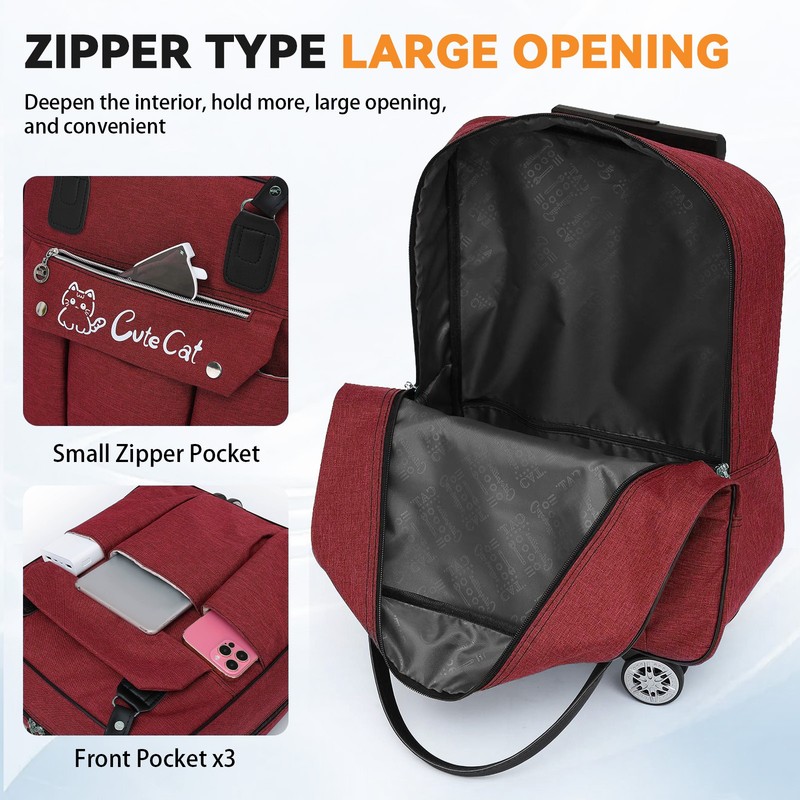 2-in-1 Trolley Backpack Waterproof Oxford Bag with Detachable Pull Rod & Wheels gallery