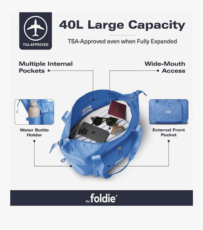 The Foldie® 4.0 Travel Duffle - Water Resistant - Expandable Bottom - Azure gallery