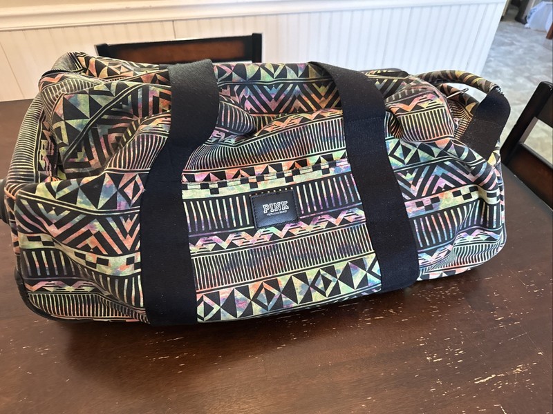 Victoria Secret Pink Women’s Aztec Designed 80’s Style Colorful Dyed Duffle Bag