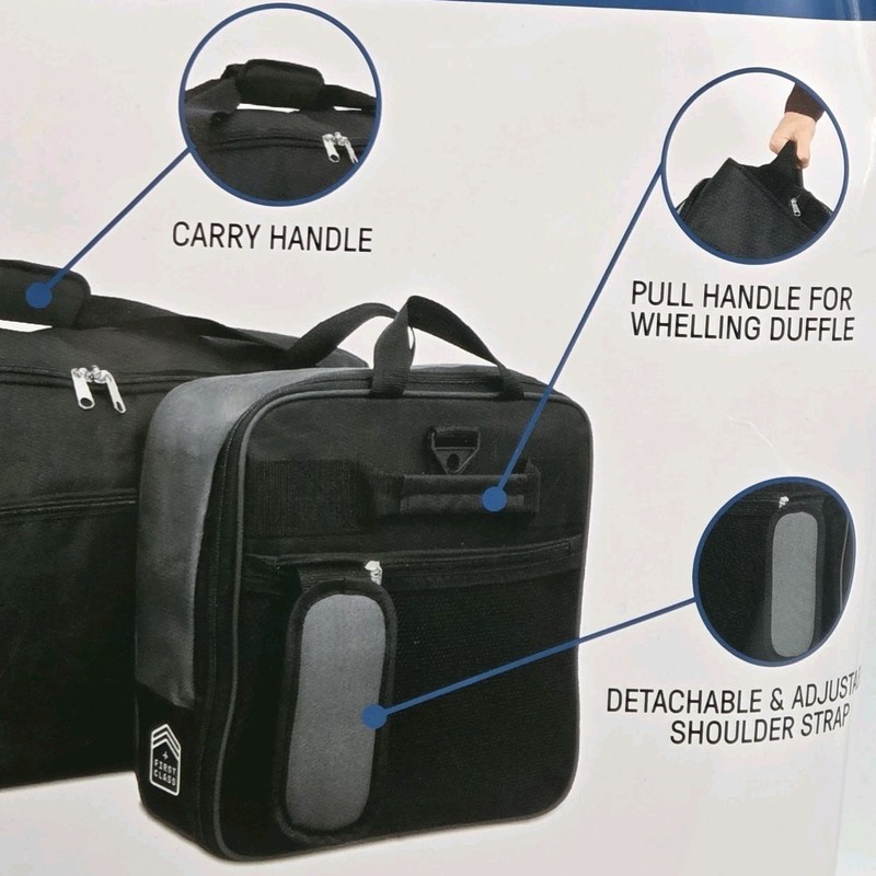 First Class 32" Expandable Collapsible Rolling Duffel Bag Black Pack & Go gallery