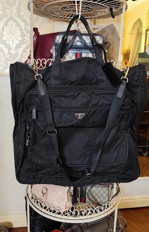 PRADA SUITCASE RACK Re-Nylon and Black Saffiano Leather