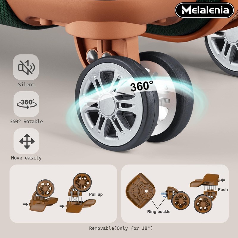 Luggage Set 7 Piece Hard Shell Spinner Wheels TSA Lock Green Brown Lightweight gallery