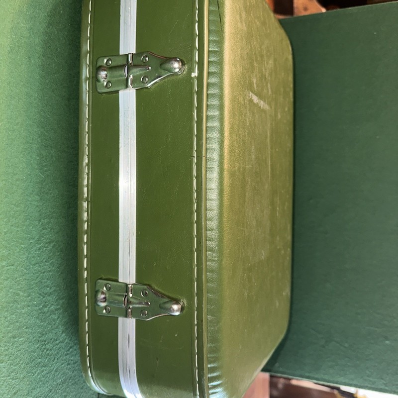 VTG Green Hard Shell Suitcase Carry On Luggage Travel Case No Key Prop gallery