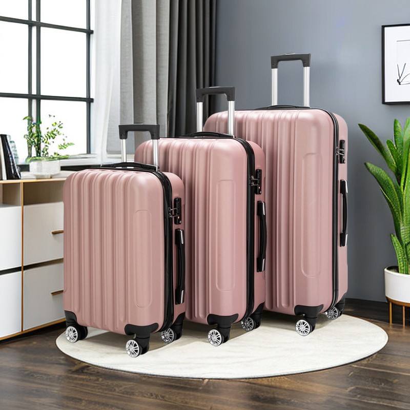 3-Piece​ Hardshell Spinner Luggage Set – Rose Gold & Multi-Size 20/24/28-Inch