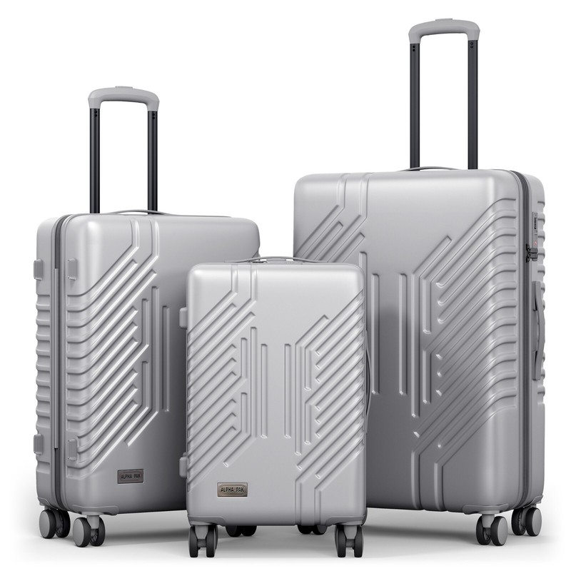 3Pcs Luggage Aluminum Frame Hard Shell Suitcase TSA Lock With Spinner Wheel