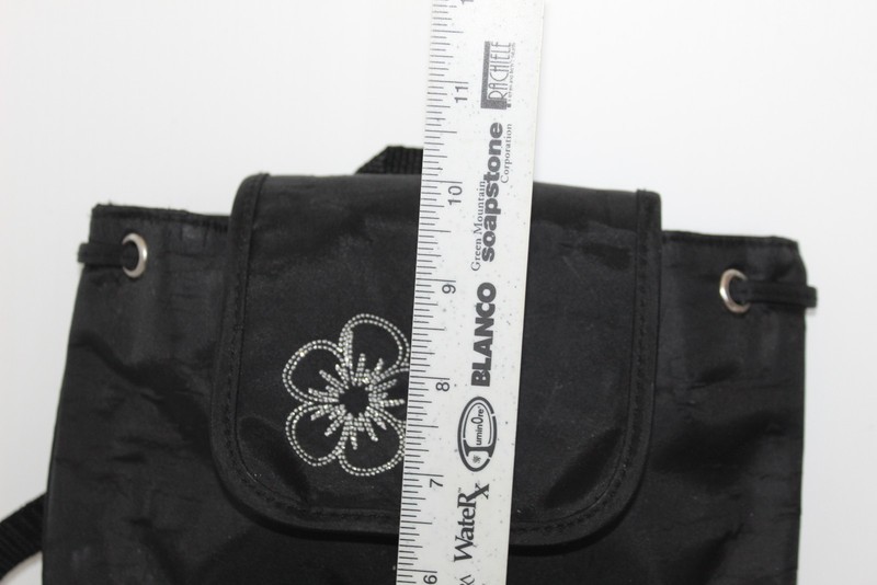 Disney Tinkerbell Black Drawstring Mini Backpack Girls Youth Floral Pockets gallery
