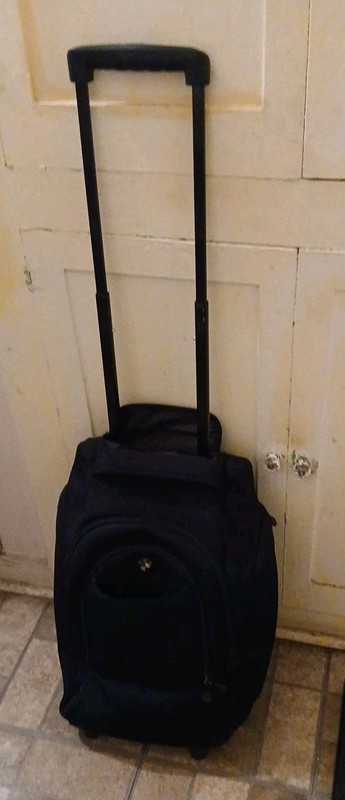 Vintage BMW Rolling Backpack Carry-On Luggage – Black Canvas Lots Of Compartment