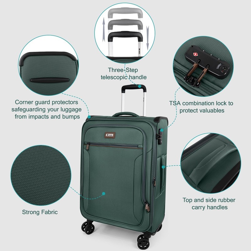 Expandable Soft Shell Suitcase with TSA Lock Durable Lightweight Travel Case gallery