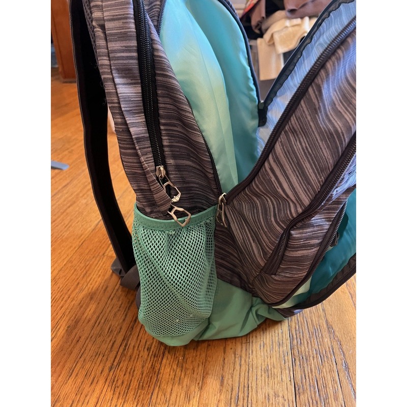 Adidas Backpack Gray Green Multi-Compartment Mesh Pockets School Travel Bag gallery