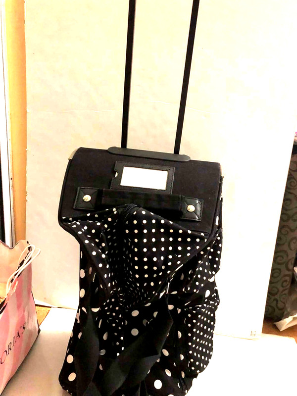 Victoria's Secret PINK Black & White Polka Dot Roller Duffle Luggage Bag NEW gallery