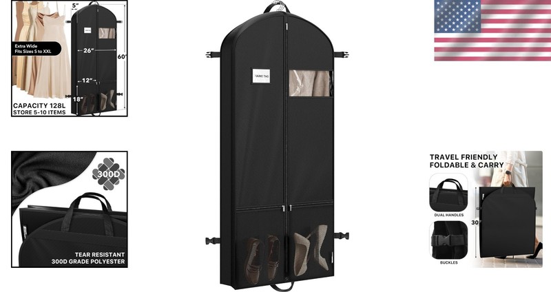 Spacious 60'' Polyester Garment Bag with Dual Pockets for Organized Travel gallery
