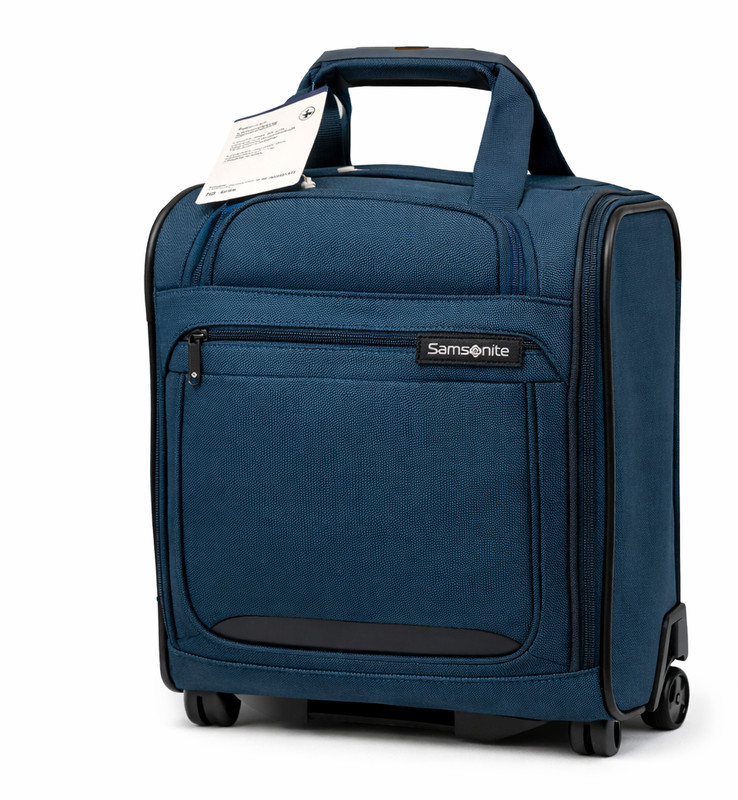 Samsonite Underseat Carry On Luggage Rolling Travel Bag Teal Spinner NEW