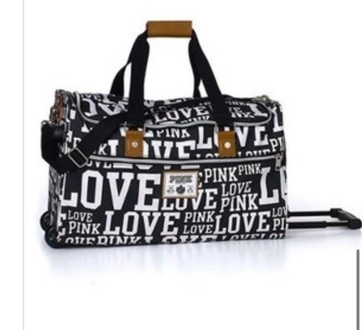 Excellent Condition Vintage Victoria Secret Pink Rolling Duffle Bag