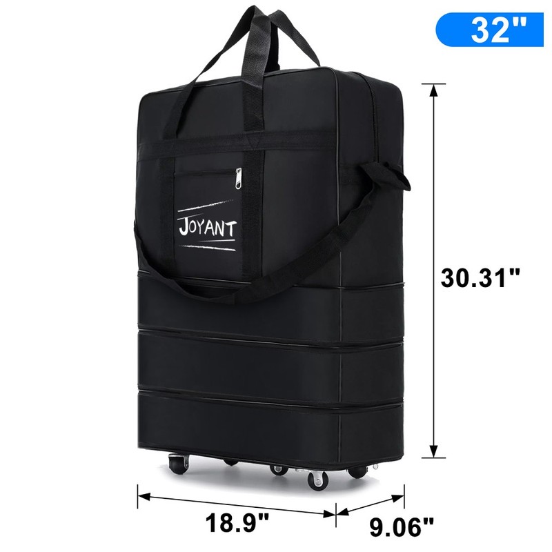 32″/42″ Foldable Duffle Luggage Bag Expandable Men Travel Bag w/ Rolling Wheels