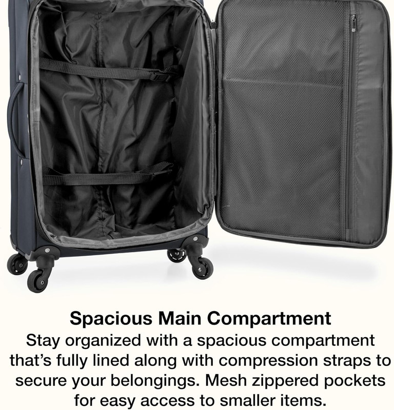 Anzio Softside Expandable Spinner Luggage, Dark Grey, Checked-Medium 26-Inch gallery