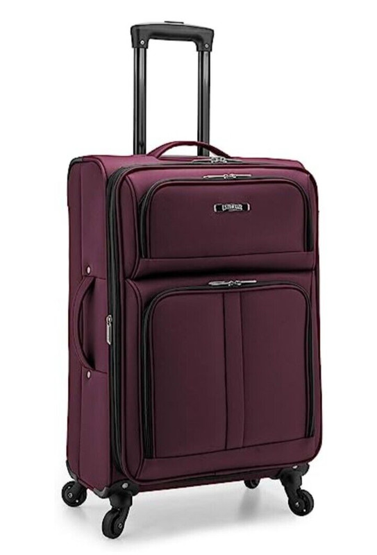 Anzio Softside Expandable Spinner Luggage, Burgundy, Checked-Medium 26-Inch