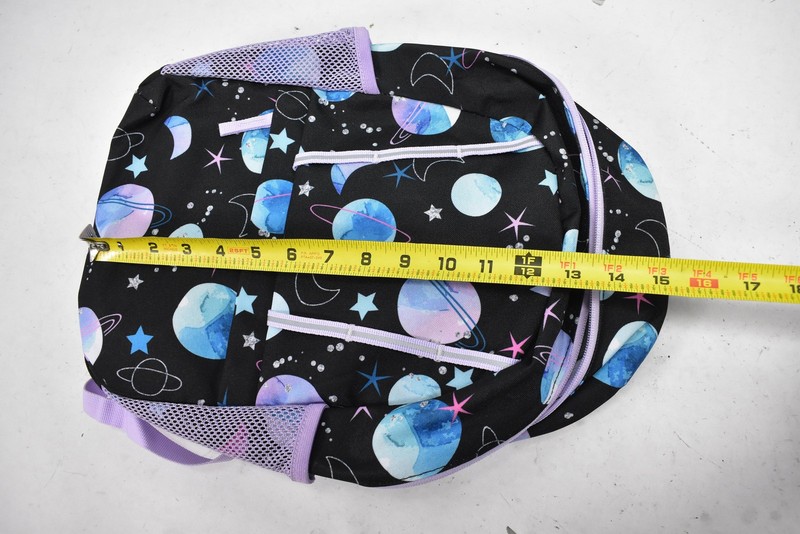 Lands' End Backpack Space Planets Print Black Purple Kids School Bag gallery