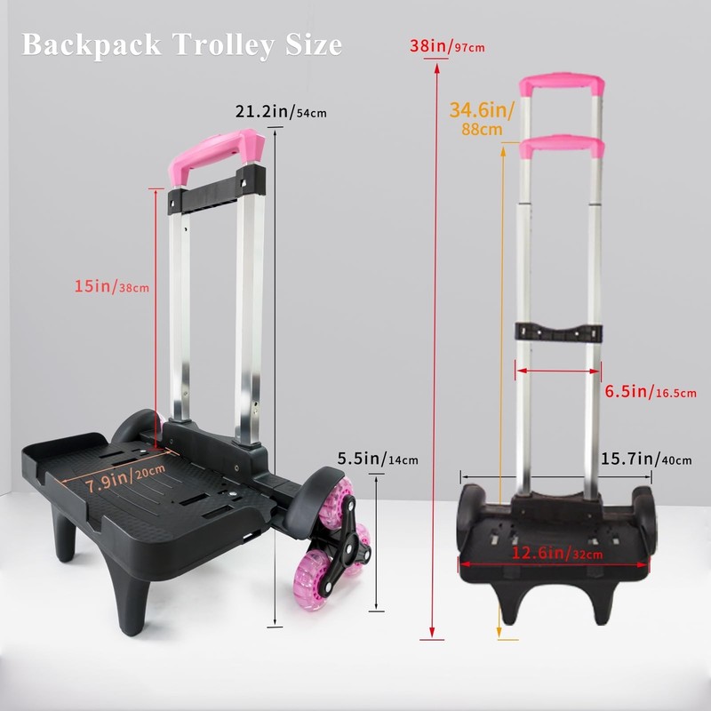 Backpack Trolley Wheeled Cart- Foldable Aluminium Alloy Hand Truck with 6 Whe... gallery