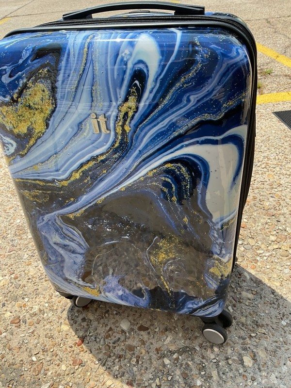 it Abstract Pattern Hardcase Rolling Suitcase Blue White Gold Black