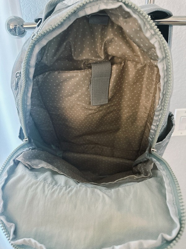 Kipling Silver Backpack Adjustable Straps Front Pocket Polka Dot Interior gallery