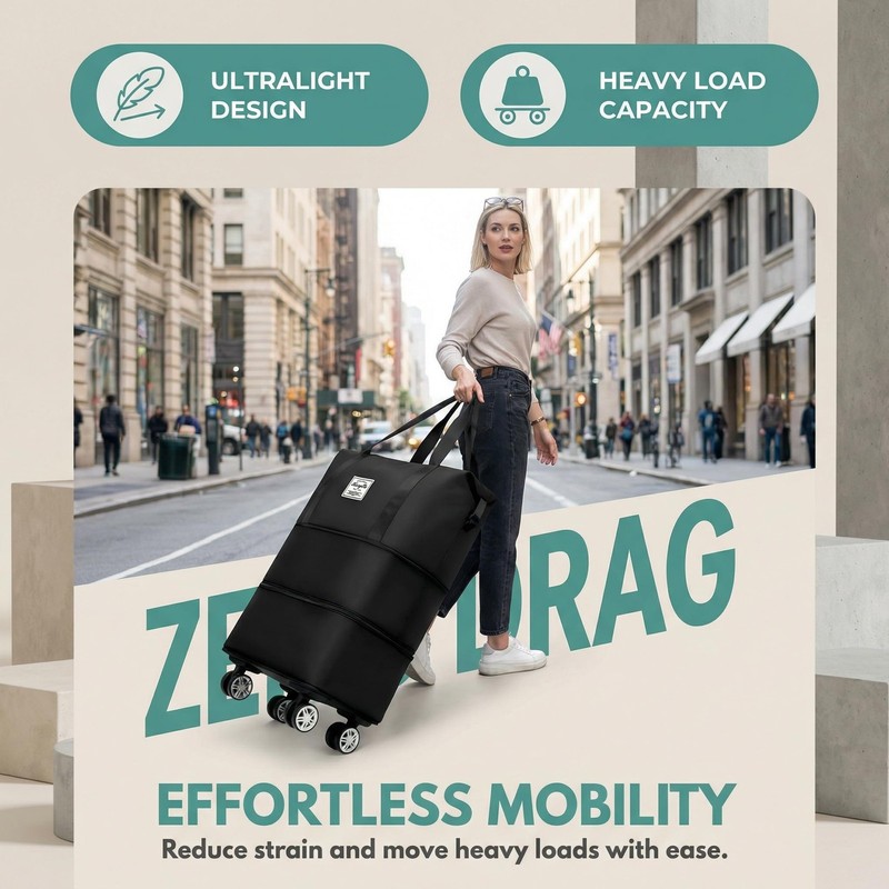 Expandable Foldable Duffle Bag with Wheels, Lightweight Travel Carry On Gym Bag gallery