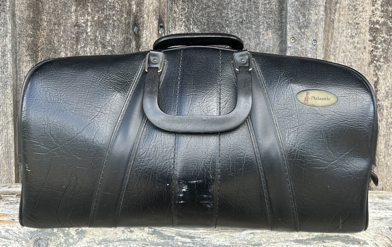Vintage Atlantic Black Leather Carry On Overnight Luggage Gym Bag Hipster Retro