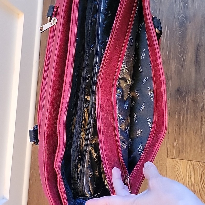 CABRELLI & Co Leather Black & Red Carry-on Wheeled Executive Rollerbrief Bag gallery