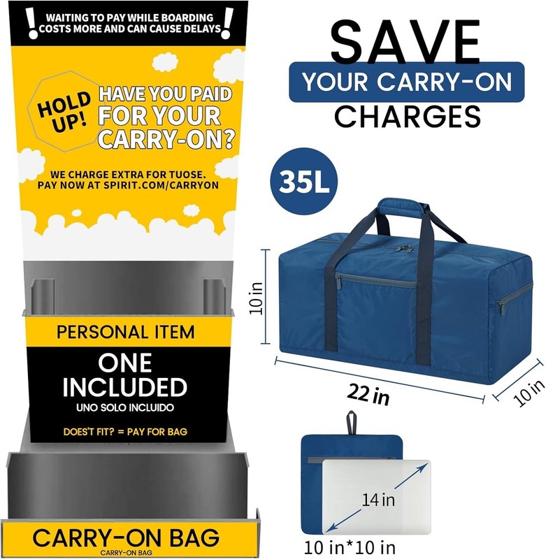 Foldable Duffle Bag 35L Small Lightweight Luggage Bag for Travel Gym Sport-Blue gallery