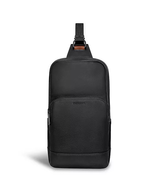 CHAMPS Onyx Collection 12″ Black Leather Sling Bag Backpack w/ RFID Protection