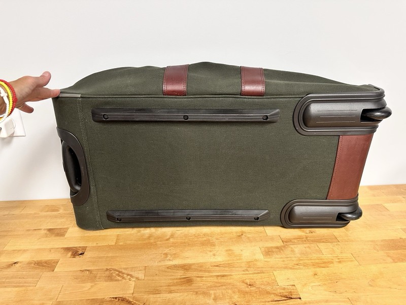 Orvis 30" Green Canvas & Brown Leather Rolling Duffle Luggage Bag, Retractable gallery